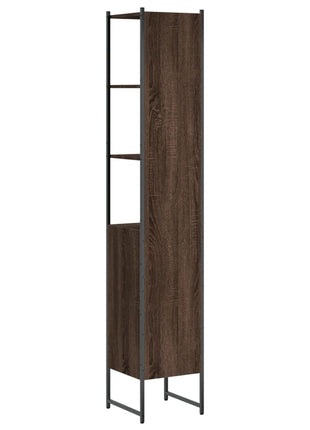 Badkamerkast 33x33x185,5 cm bewerkt hout bruin eikenkleurig