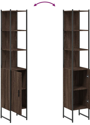 Badkamerkast 33x33x185,5 cm bewerkt hout bruin eikenkleurig