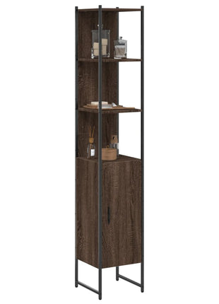 Badkamerkast 33x33x185,5 cm bewerkt hout bruin eikenkleurig