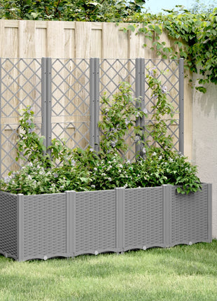 Plantenbak met latwerk 160x40x140 cm polypropeen lichtgrijs
