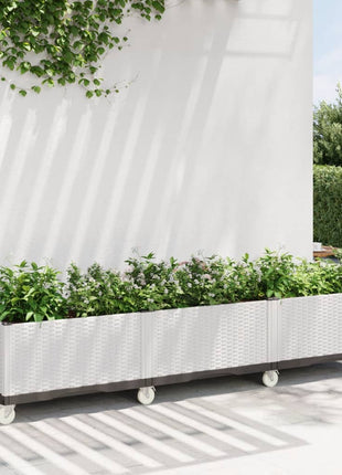 Plantenbak met wielen 240x50x54 cm polypropeen wit