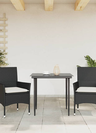 Tuinstoelen 2 st met kussens poly rattan zwart