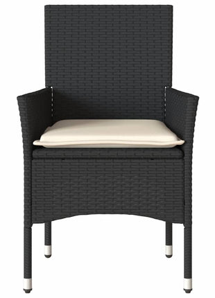 Tuinstoelen 2 st met kussens poly rattan zwart