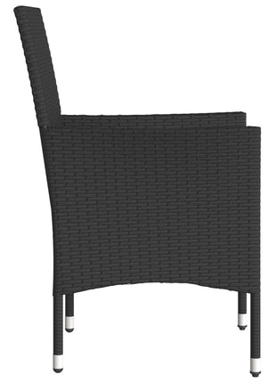 Tuinstoelen 2 st met kussens poly rattan zwart