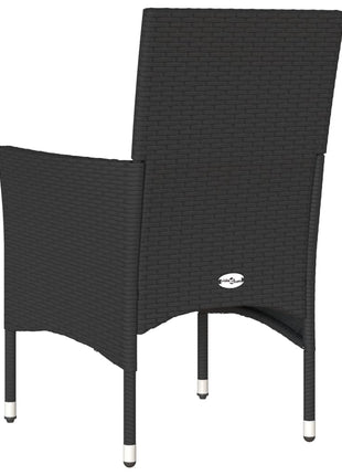Tuinstoelen 2 st met kussens poly rattan zwart