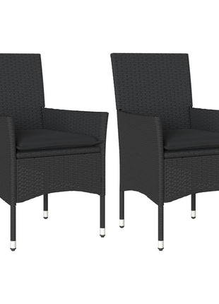 Tuinstoelen 2 st met kussens poly rattan zwart