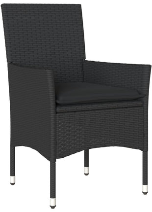 Tuinstoelen 2 st met kussens poly rattan zwart