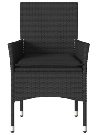 Tuinstoelen 2 st met kussens poly rattan zwart