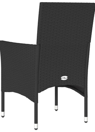 Tuinstoelen 2 st met kussens poly rattan zwart