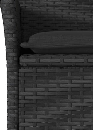 Tuinstoelen 2 st met kussens poly rattan zwart