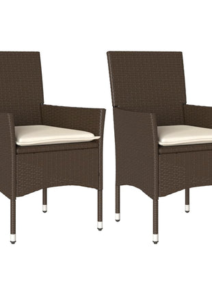 Tuinstoelen 2 st met kussens poly rattan bruin