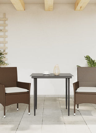 Tuinstoelen 2 st met kussens poly rattan bruin