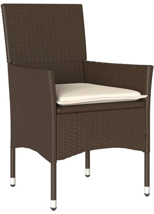 Tuinstoelen 2 st met kussens poly rattan bruin