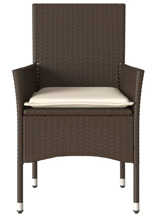 Tuinstoelen 2 st met kussens poly rattan bruin