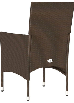 Tuinstoelen 2 st met kussens poly rattan bruin