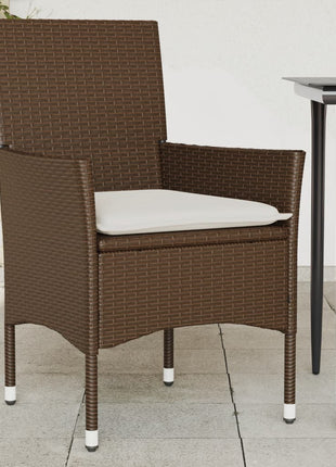 Tuinstoelen 2 st met kussens poly rattan bruin
