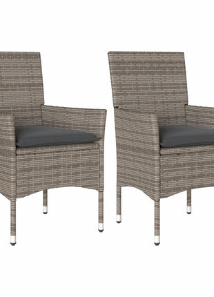 Tuinstoelen 2 st met kussens poly rattan grijs