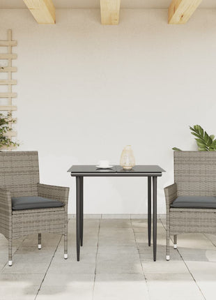 Tuinstoelen 2 st met kussens poly rattan grijs