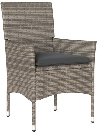 Tuinstoelen 2 st met kussens poly rattan grijs
