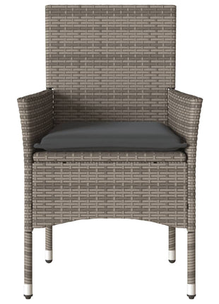 Tuinstoelen 2 st met kussens poly rattan grijs
