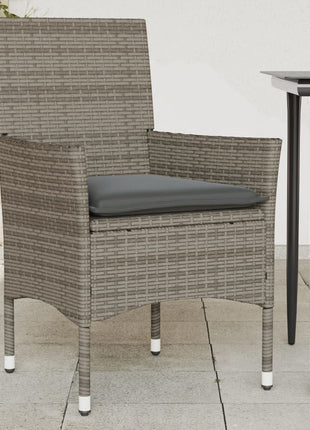 Tuinstoelen 2 st met kussens poly rattan grijs