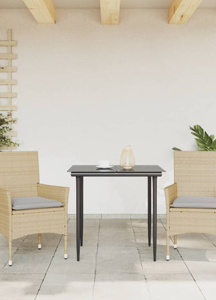 Tuinstoelen 2 st met kussens poly rattan beige