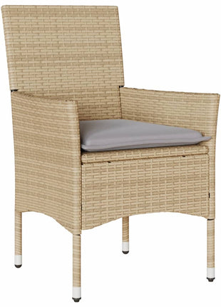 Tuinstoelen 2 st met kussens poly rattan beige