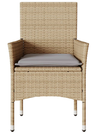 Tuinstoelen 2 st met kussens poly rattan beige