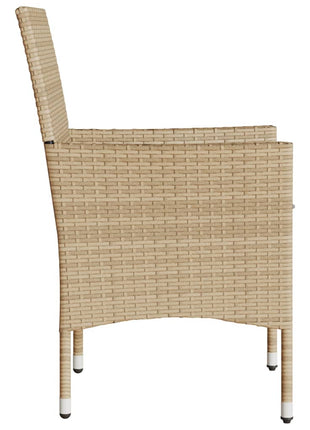 Tuinstoelen 2 st met kussens poly rattan beige