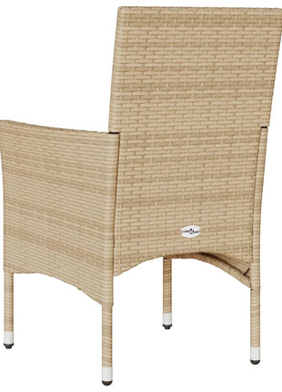 Tuinstoelen 2 st met kussens poly rattan beige