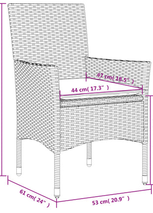 Tuinstoelen 2 st met kussens poly rattan beige