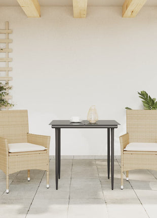 Tuinstoelen 2 st met kussens poly rattan beige