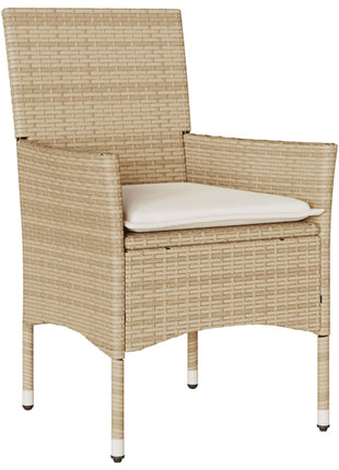Tuinstoelen 2 st met kussens poly rattan beige