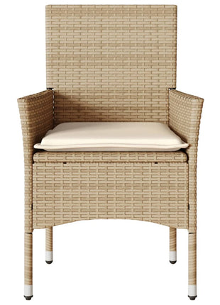 Tuinstoelen 2 st met kussens poly rattan beige