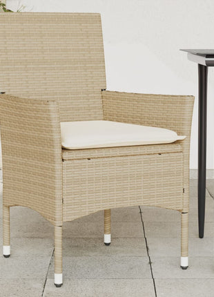Tuinstoelen 2 st met kussens poly rattan beige