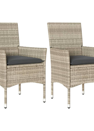 Tuinstoelen 2 st met kussens poly rattan lichtgrijs