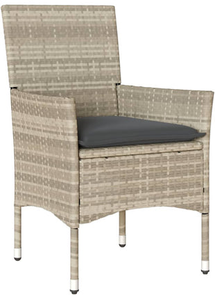 Tuinstoelen 2 st met kussens poly rattan lichtgrijs