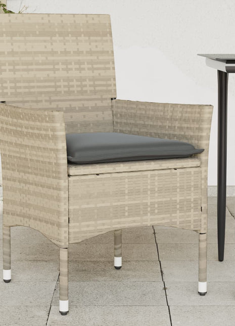 Tuinstoelen 2 st met kussens poly rattan lichtgrijs