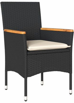 Tuinstoelen 2 st met kussens poly rattan zwart