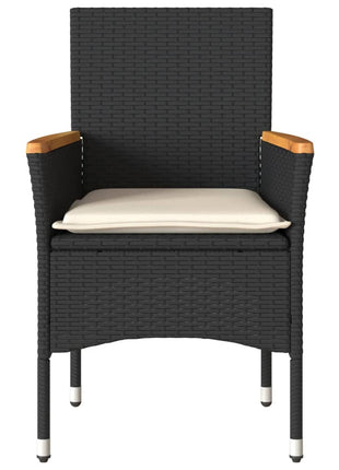 Tuinstoelen 2 st met kussens poly rattan zwart