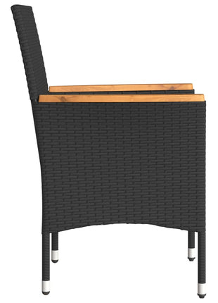 Tuinstoelen 2 st met kussens poly rattan zwart