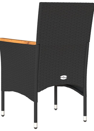 Tuinstoelen 2 st met kussens poly rattan zwart