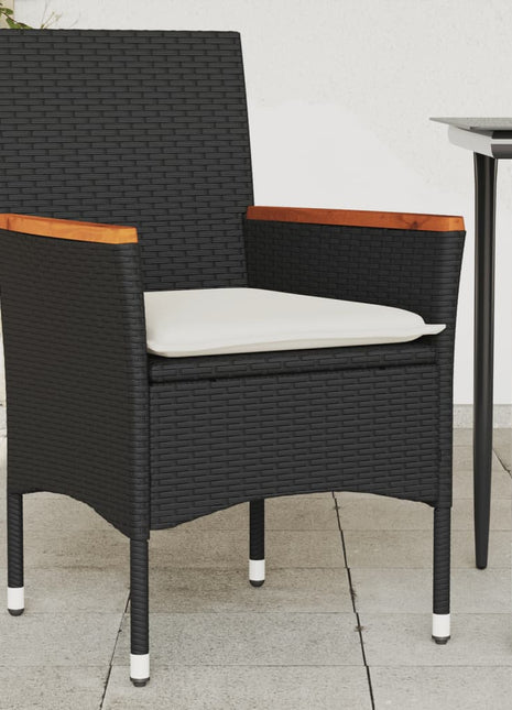 Tuinstoelen 2 st met kussens poly rattan zwart