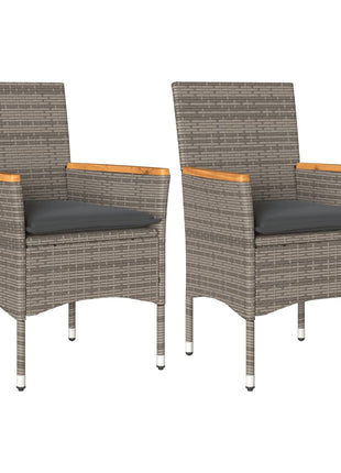 Tuinstoelen 2 st met kussens poly rattan grijs