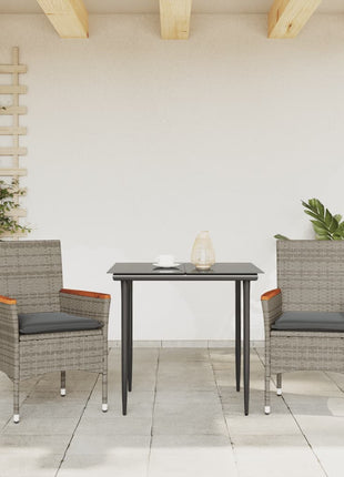 Tuinstoelen 2 st met kussens poly rattan grijs