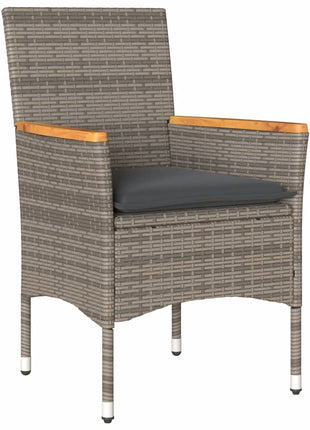 Tuinstoelen 2 st met kussens poly rattan grijs