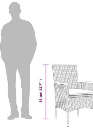 Tuinstoelen 2 st met kussens poly rattan grijs