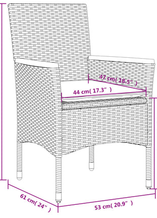 Tuinstoelen 2 st met kussens poly rattan grijs