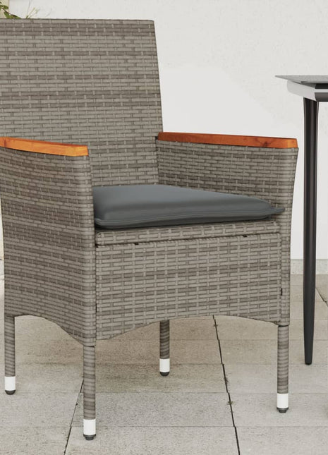 Tuinstoelen 2 st met kussens poly rattan grijs