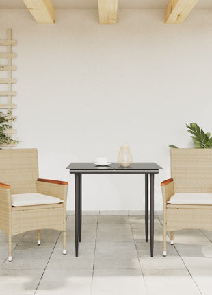 Tuinstoelen 2 st met kussens poly rattan beige